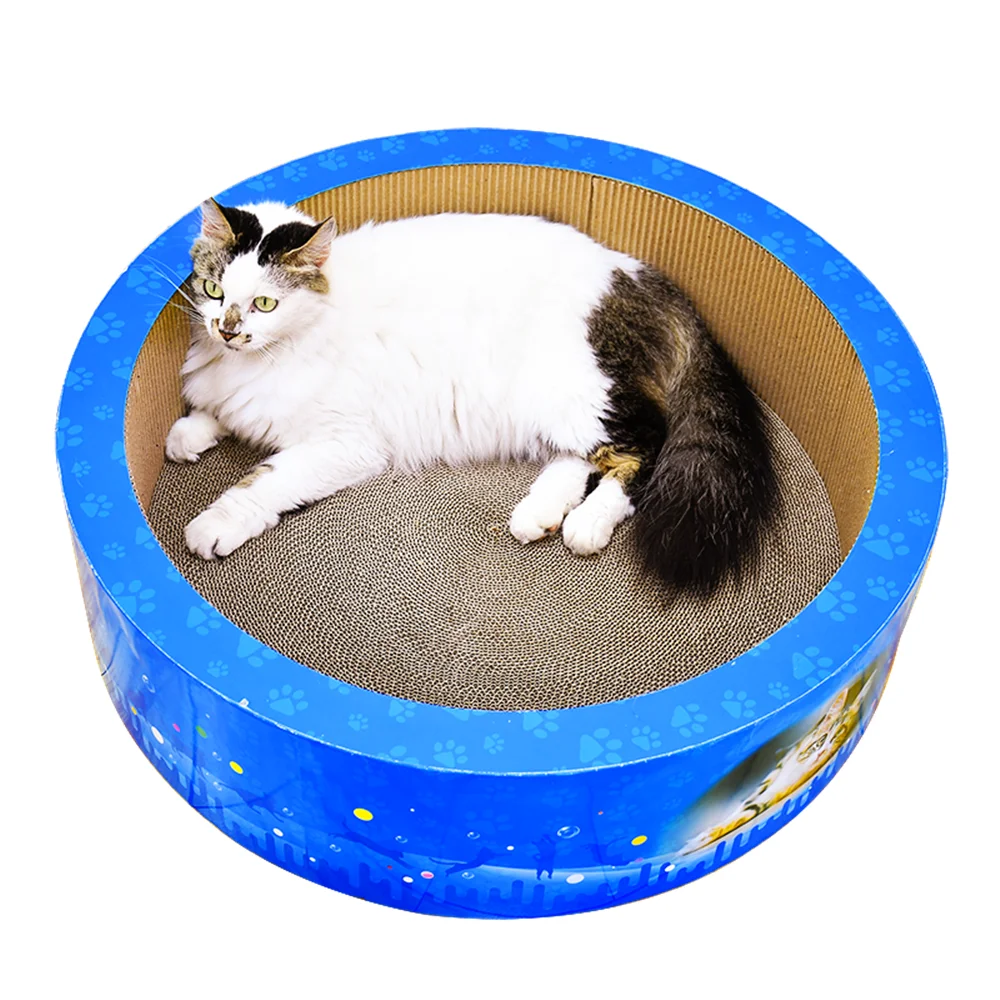 DEKU pet bed large size  barrel shape corrugated cat scratcher lounge cat toy with catnip free