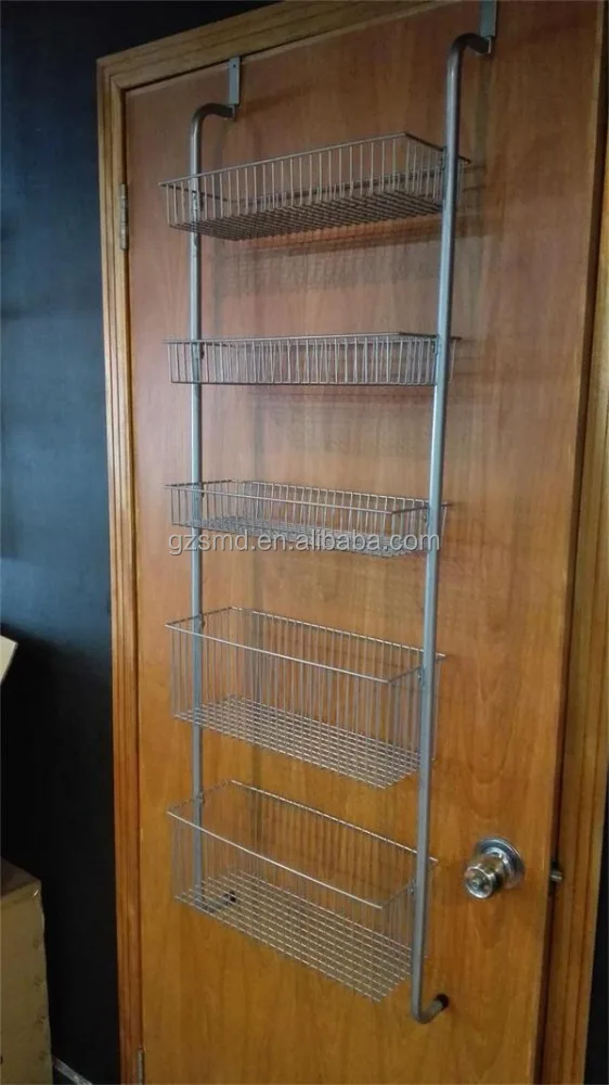 Customized Kitchen Bathroom 5 Tier Wire Over Door Storage Shelf Sundries Storage rack for kitchen bathroom living room