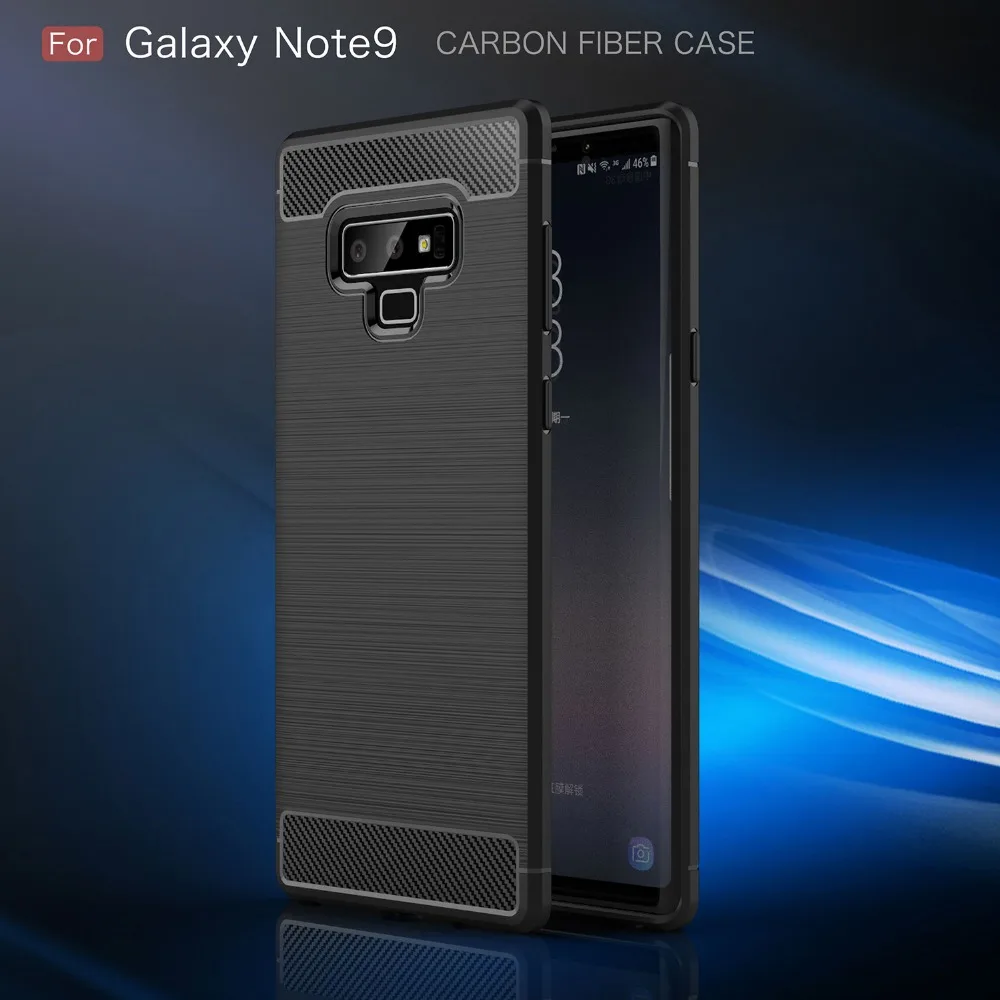 Shockproof Slim Anti-Scratch Carbon Fiber Brushed Soft TPU Phone Cover For Samsung Galaxy Note 9 Case