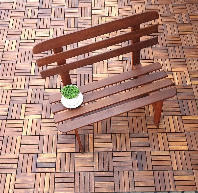 
new walnuts color 12 slats outdoor funiture interlocking hard wood flooring deck tiles 