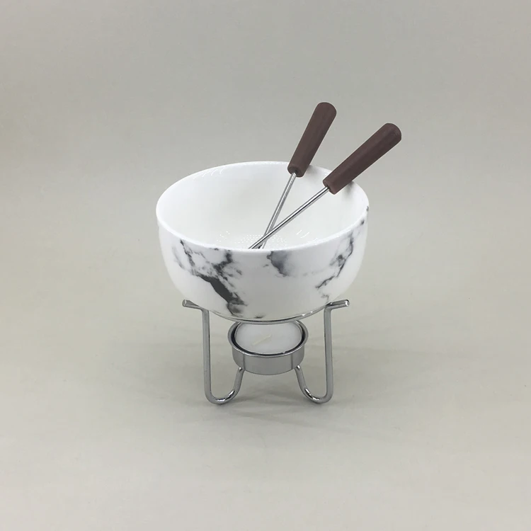 Exotic round bowl shape cheap wholesale ceramic fine quality mini chocolate fondue