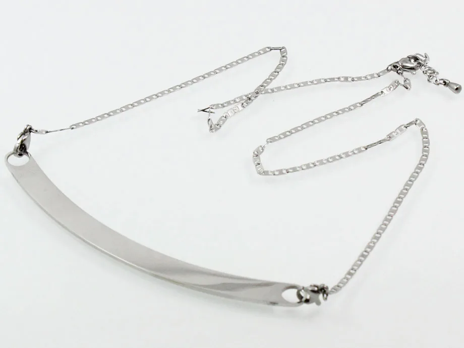 Wholesale Stainless Steel Silver Curved Bar Chain Necklace For DIY Personalized 8mm Slide Charms/Letter Jewelry