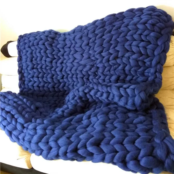 Various Color Chunky Knit Merino Wool Blanket