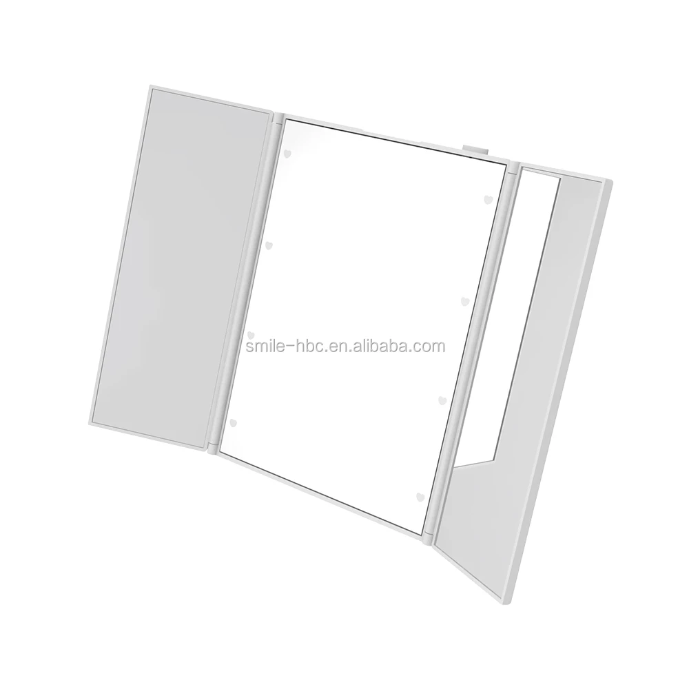Tri-fold Portable Travel Mirror Led Vanity Makeup Mirror With Lights