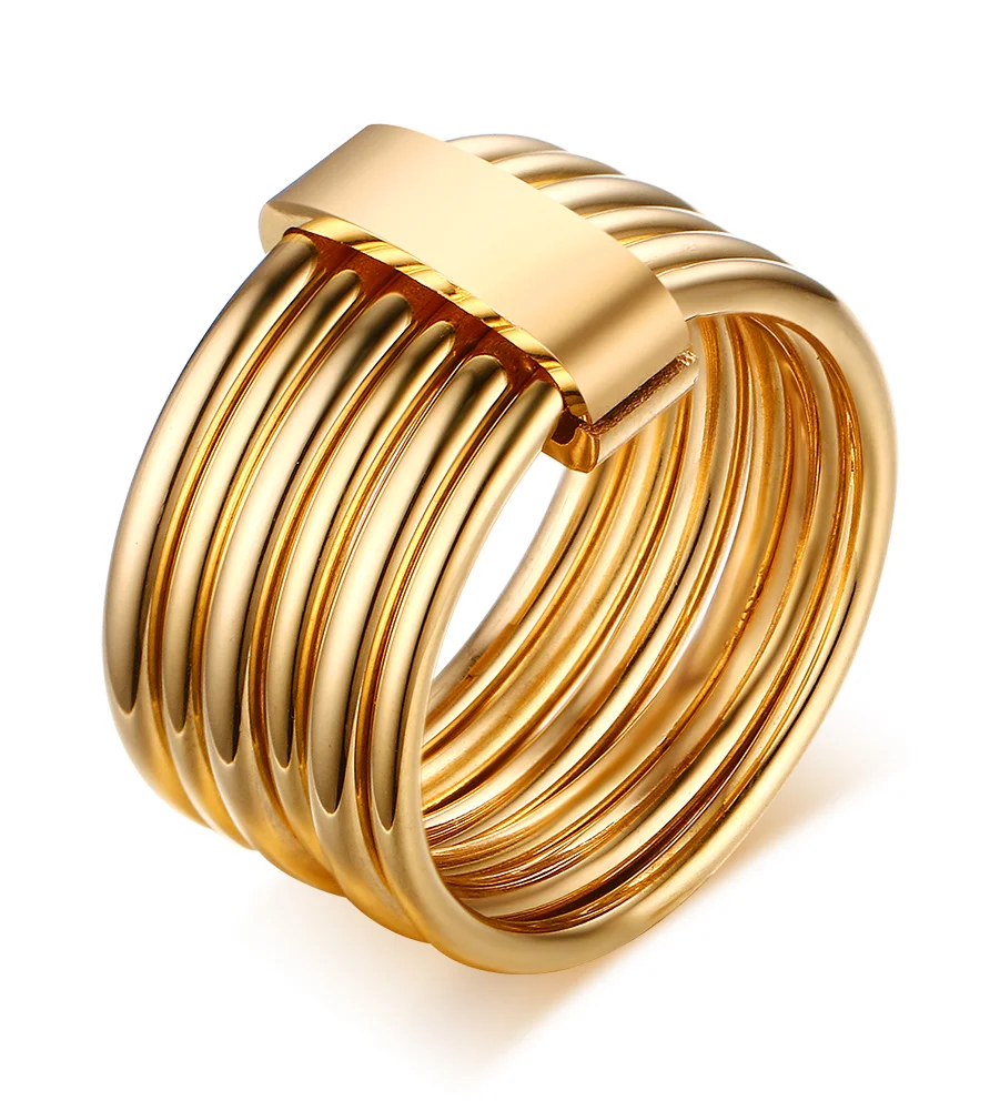 Japan and South Korea fashion jewelry wholesale, stainless steel six golden ring YSS470