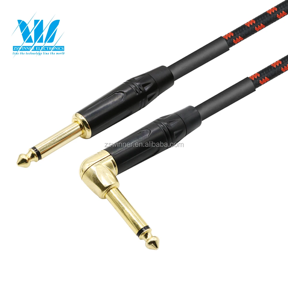 China factory supply90 degree right angle acoustic guitar speaker cable for Power amplifier/electric guitar