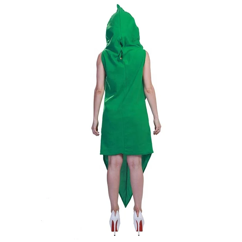 Cute custom mascot costumes for women green hooded costume Adult Pea jumpsuit for Halloween carnival