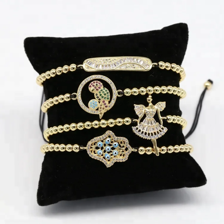 Saudi Gold Jewelry Gifts For Teenage Girls CZ Adjustable Bracelet