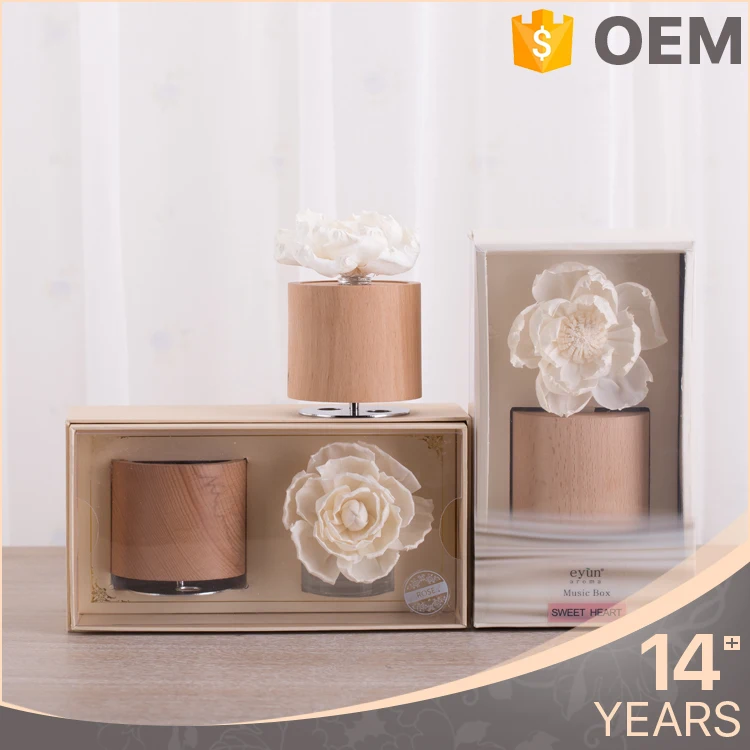 25ml Round Glass Bottle Covered with Wood Music Natural Aroma Flower Reed Diffuser Packaging