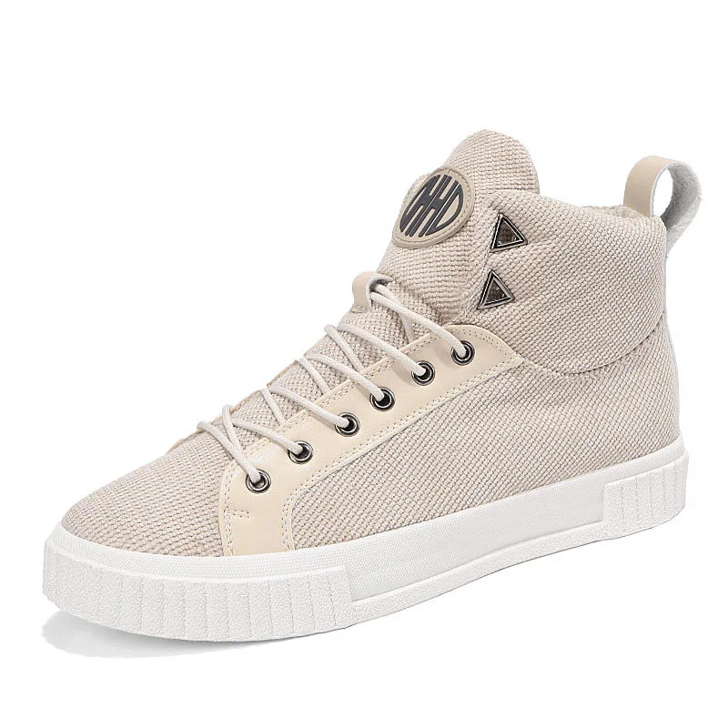 Новый стиль, высокие мужские спортивные туфли из парусины, брендовая обувь на плоской подошве на заказ