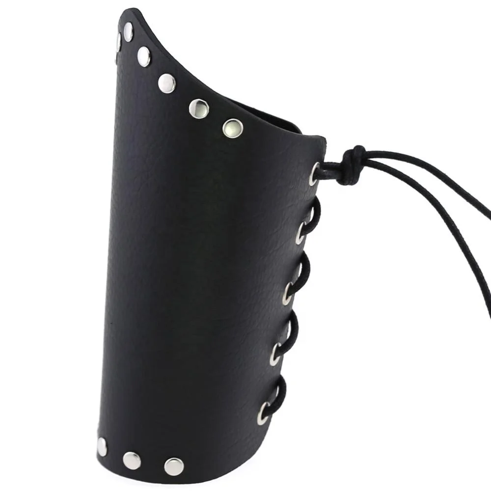 Punk Rock Gothic Leather Wrist Bracer Guards Arm Protector Wristband Cosplay