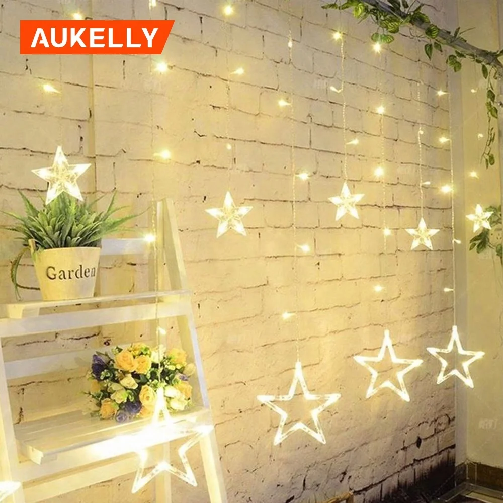 12  LED Star Light Christmas lights Indoor Outdoor Decorative Love Curtains Lamp For Holiday Wedding Party lighting