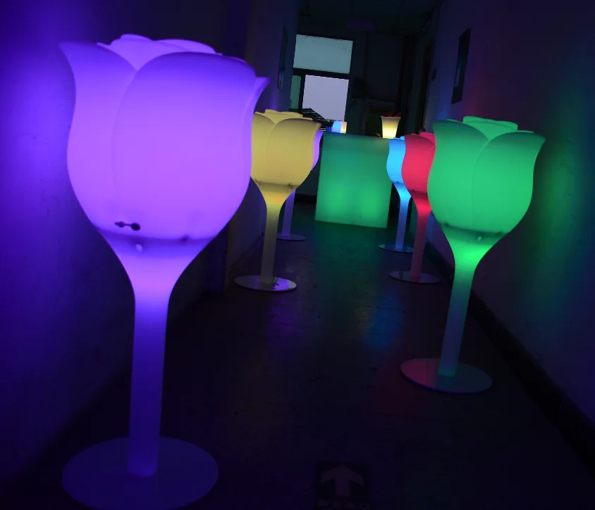 RGB color plastic battery powered led rose bar table