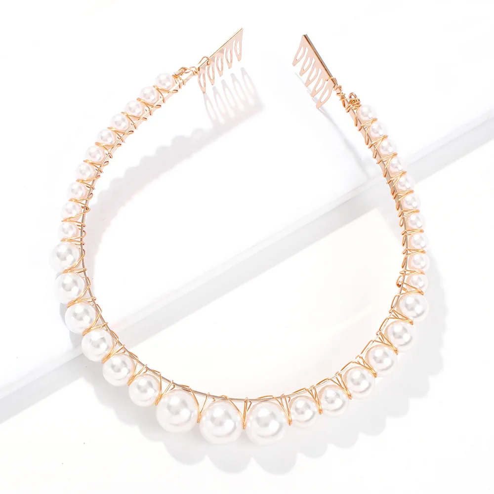 Прямая поставка с фабрики, темпераментная повязка на голову в европейском и американском стиле, классические аксессуары для волос с натуральным жемчугом