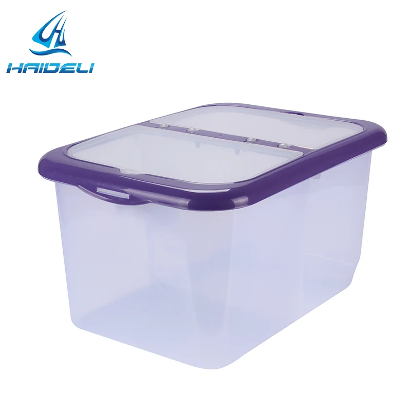 Cheap eco friendly kitchen chinese food box clear plastic 10 15 20 25kg rice grain storage containers with lid for sale