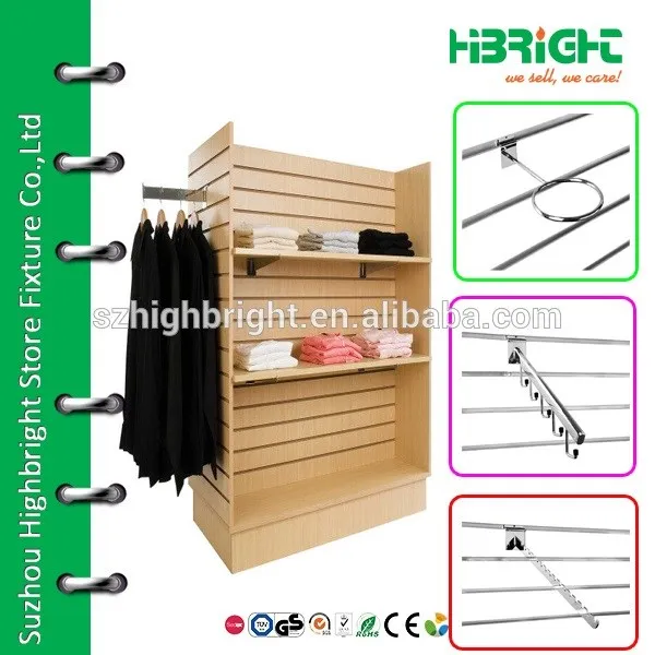 4 sided MDF slatwall T-shirt display stand rack