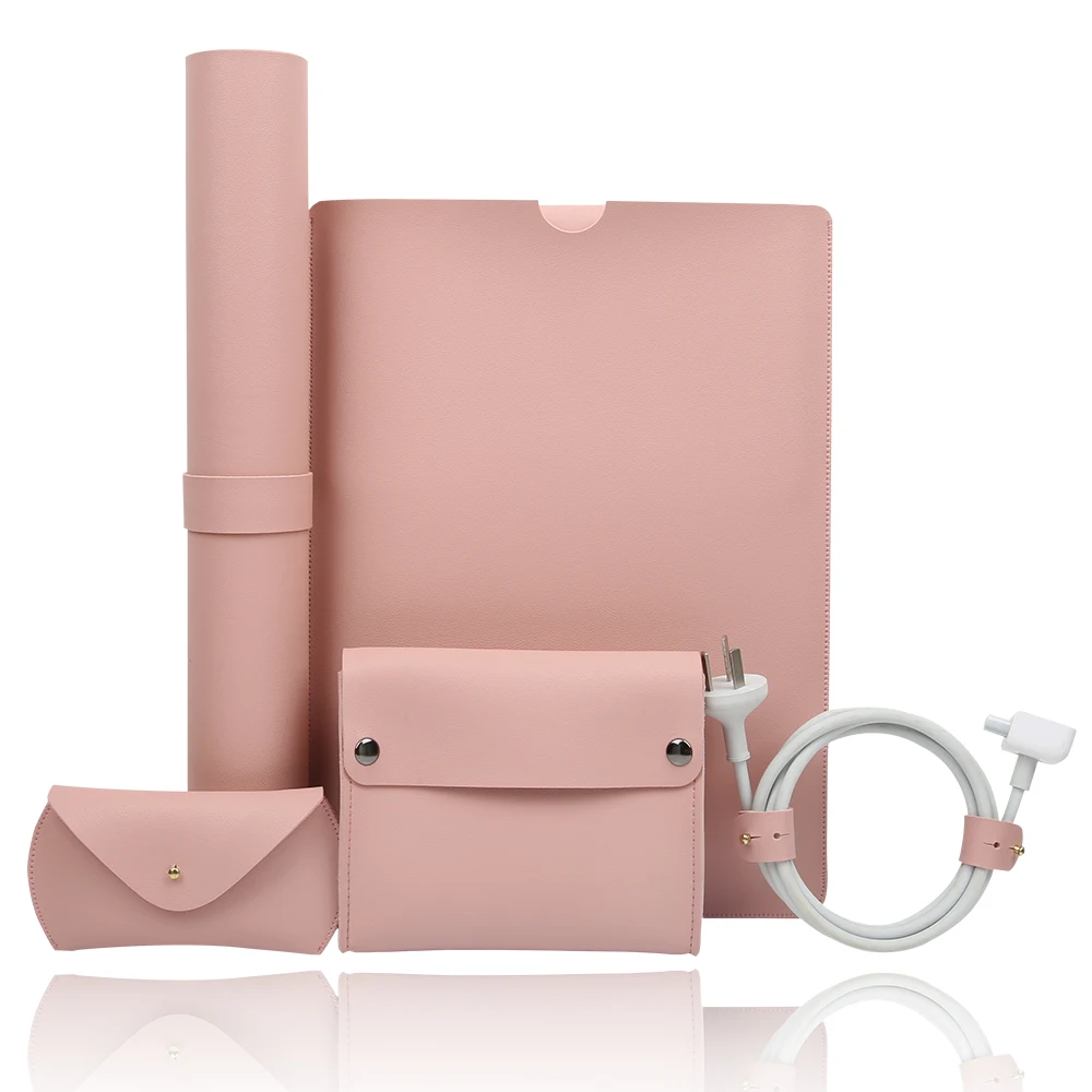 5 in 1 Laptop leather sleeve case Protective Cover 12' 13' laptop leather bag for Macbook