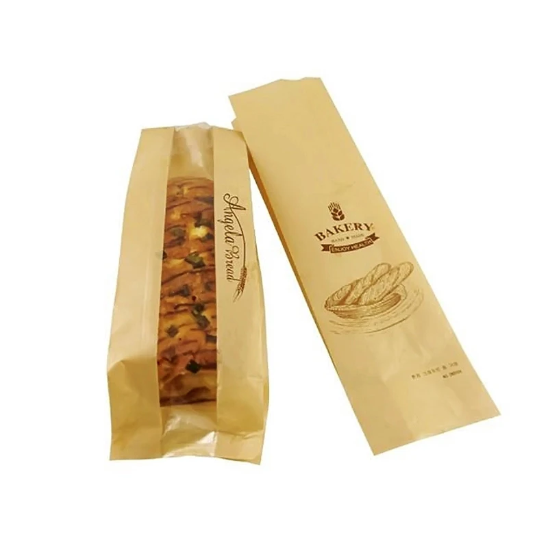 chinese cheap price food grade bakery kraft paper bag for bread packaging bag window