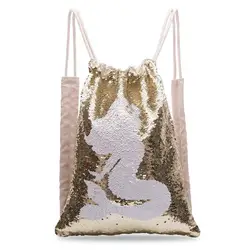 cartoon girl sequin bag Reversible drawstring bag Two-Tone Magic Sequin backpack Flip Sequin Initial Backpack
