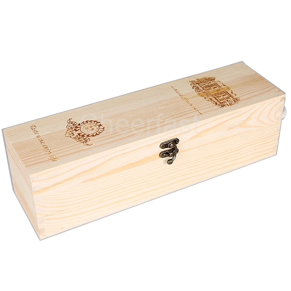 Private Label Acceptable 4pcs Accessories Pine Wood Wine Box Single