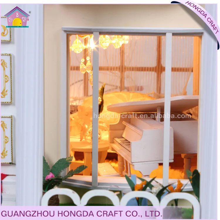 Miniature Models Three-story Cottage Kids Educational Handmade Puzzle Wooden Miniature House Toys Doll House For Gifts