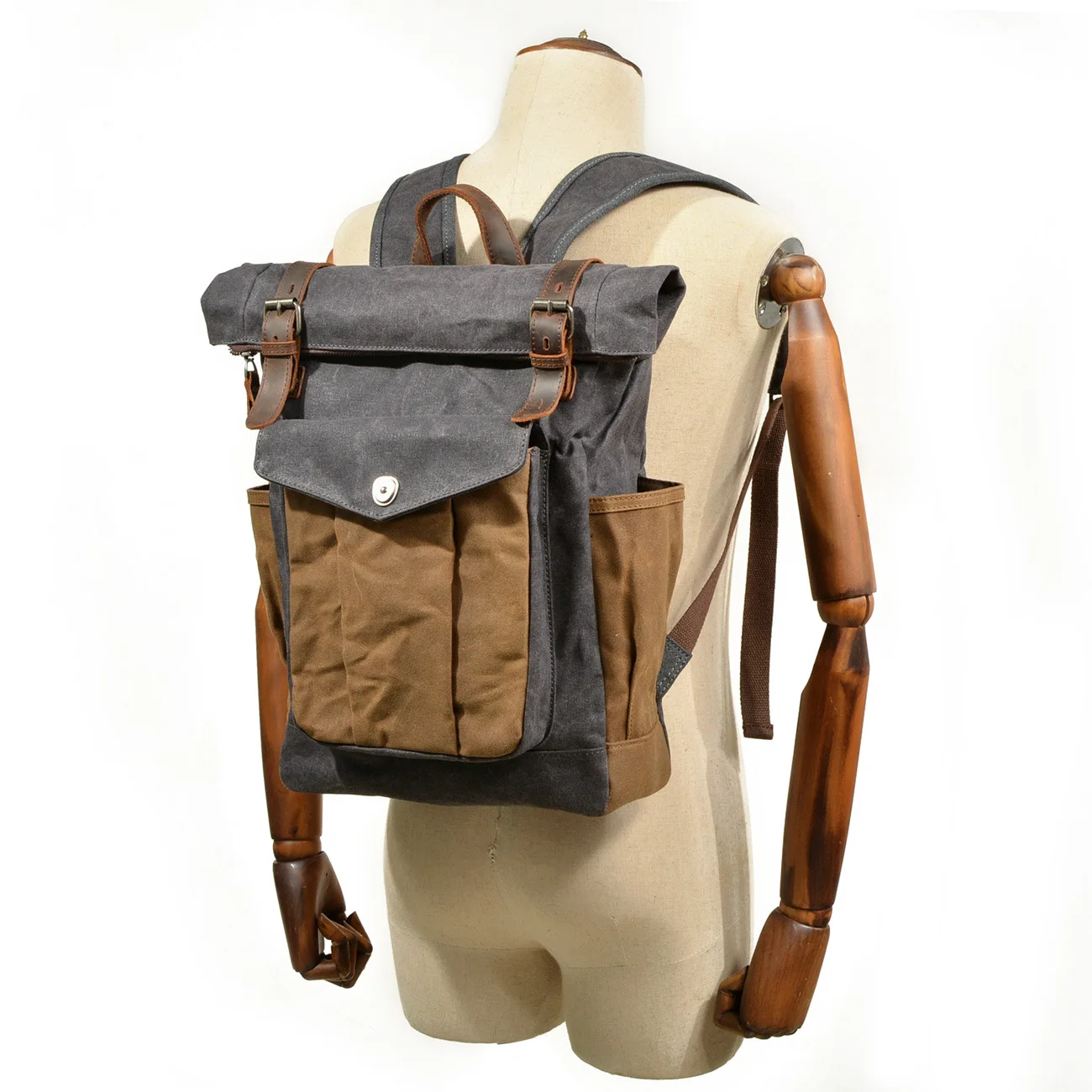 T9120-1 Retro Mens Laptop Backpack Motorcycle Bags for Motorcycle Canvas Polyester Male Day Backpack Stackable Female Header Set