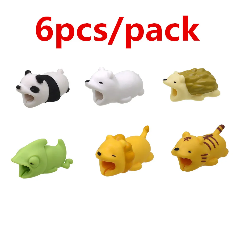 Forest Series 6piece Cable Bite Animal Cable Protectors Cover for iPhone USB Data Cable Charger Protection