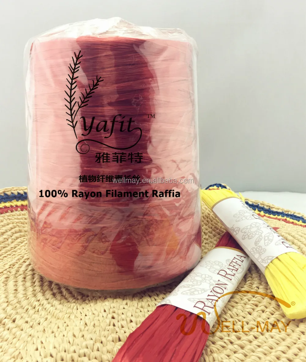 
YAFIT viscose filament yarn / rayon raffia 4000D Matte color-Red 75063 