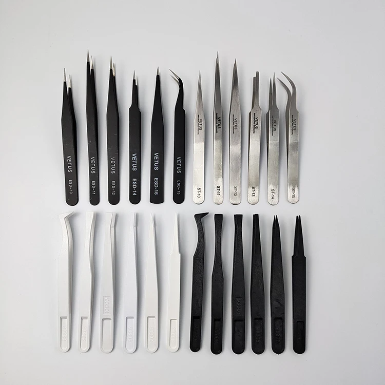 Hand Repair Tools Factory Cleanroom Lab Use Electric Antistatic ESD Conductive Plastic Tweezers
