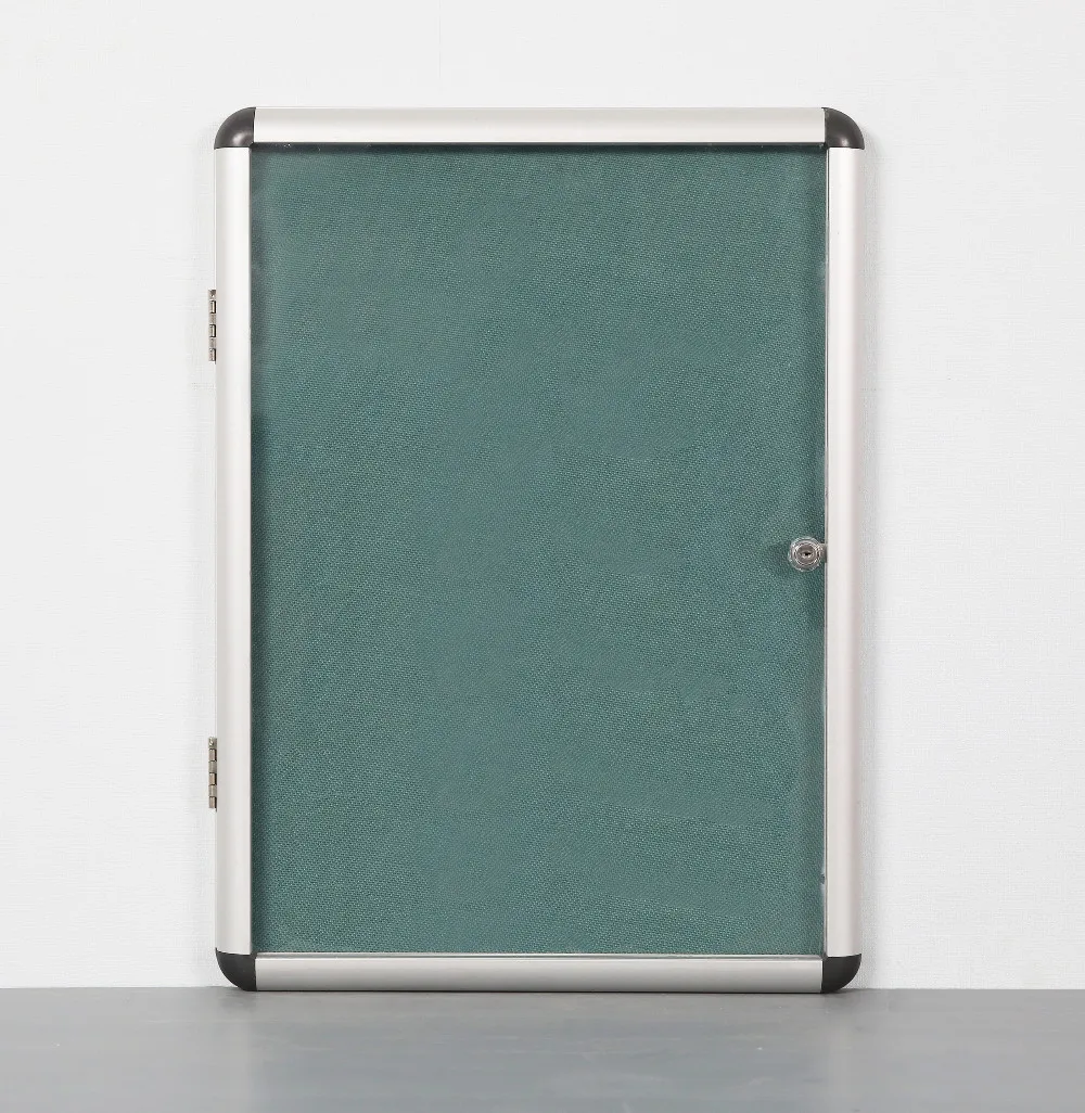 lockable custom size cork pin board with acrylic door, display cabinet