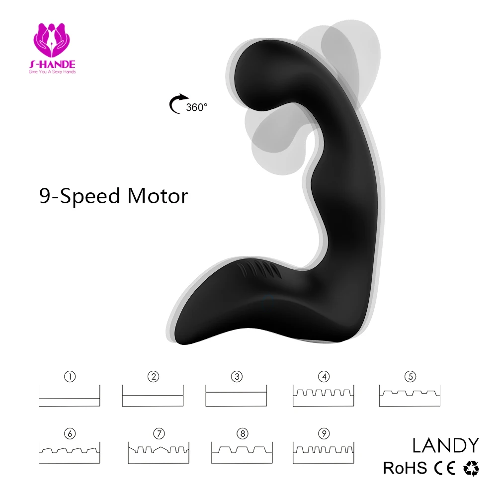 S-HANDE Waterproof Electric Black Silicone Vibrating Prostate massager for Men Homemade anal sex toy