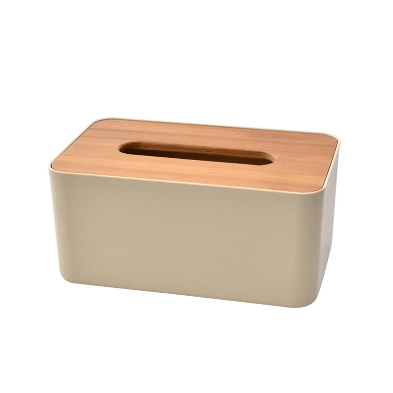 rectangle tissue box for hotel eco material with bamboo cover tissue holder