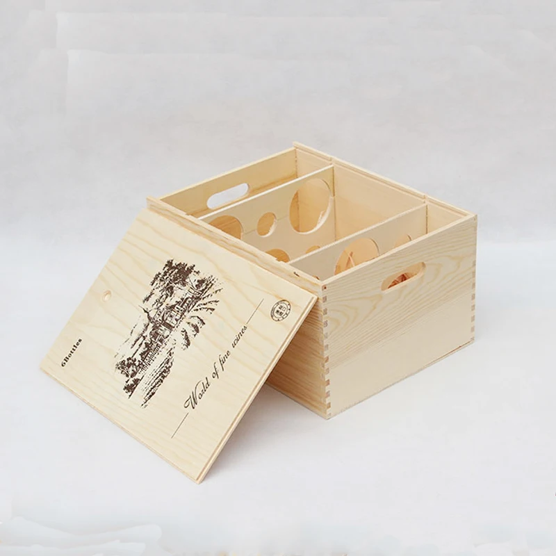 Wholesale high quality custom 6 bottle wooden wine box