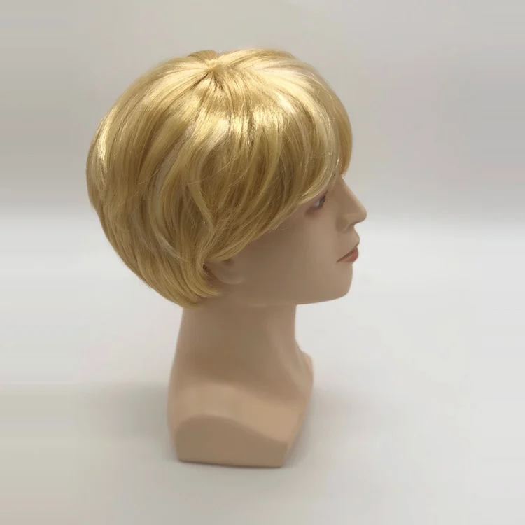 
Cheap synthetic blond short hair wig men 