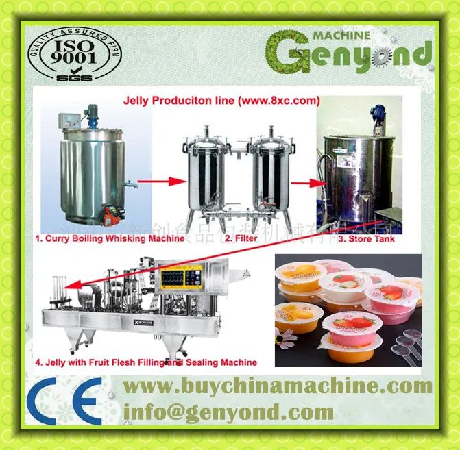 Factory assorted fruit cup packed pudding cup filling sealing packing making machine jelly processing plant production line