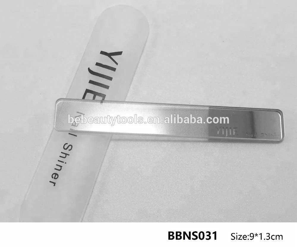 Tempered glass nail files buffer shiner, nano crystal manicure nail shiner with mirror, beauty nail polished files in PVC case