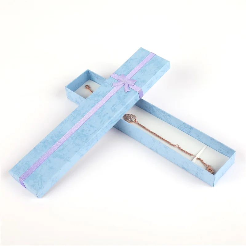 High quality Custom logo Cardboard jewelry box packaging necklace handmade colorful paper long necklace gift box with foam