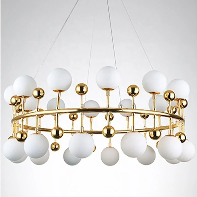 
hotel lobby 16 lights white glass ball lampshade various multi arms outdoor chandelier 