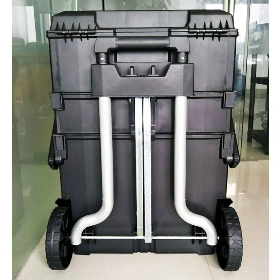 4-in-1 plastic tool box kit Stanley Fatmax style trolley  stackable drawer  tool box cart with wheels