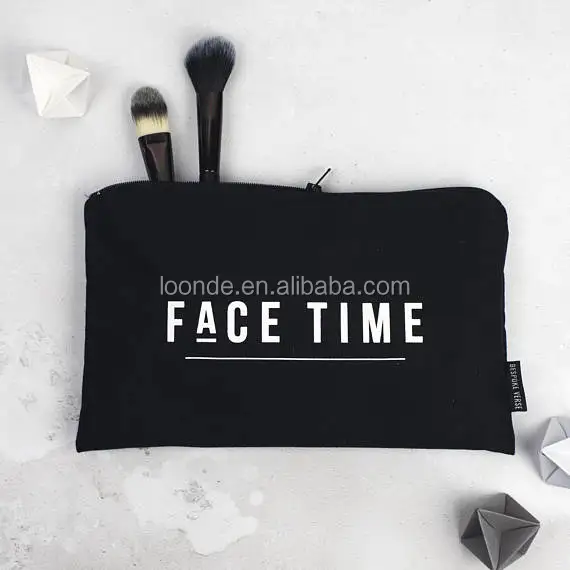 Natural durable black champagne campaign make up brush bag