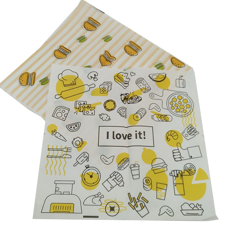 
grease proof sandwich wrapping paper custom printed food wrapping paper/wax deli paper for hot dog 