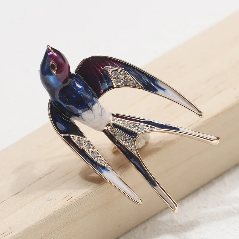 ali express hot selling enamel bird swallow brooch pin in stock wholesale
