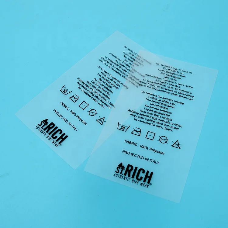 Clothing Label Maker Private Custom Silk Screen Printed Brand Washing Instruction Care TPU Labels for Swimwear