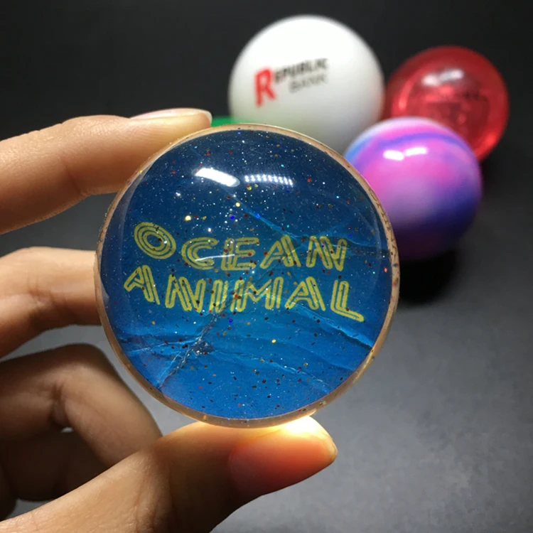 Customized Printed Led Bouncy Ball Kids Toys Mini Led Rubber Bouncy Balls With Flashing Light Flashy Round Bouncing Rubber Ball