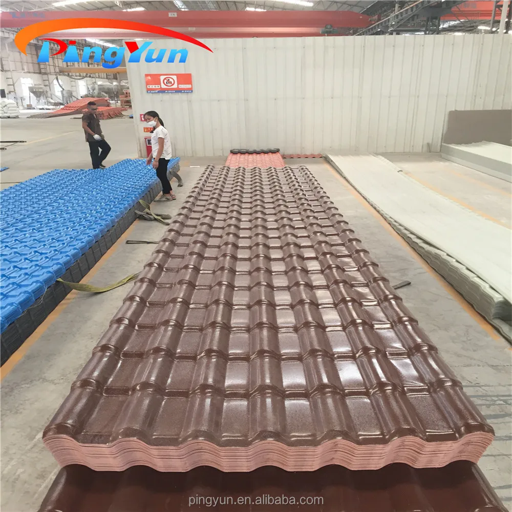Spanish Roof Tile/roofing Shingles Prices for Warehouse/upvc Roof Cover Sheet ASA UPVC Plastic Roofing Tile PMMA or ASA Pingyun