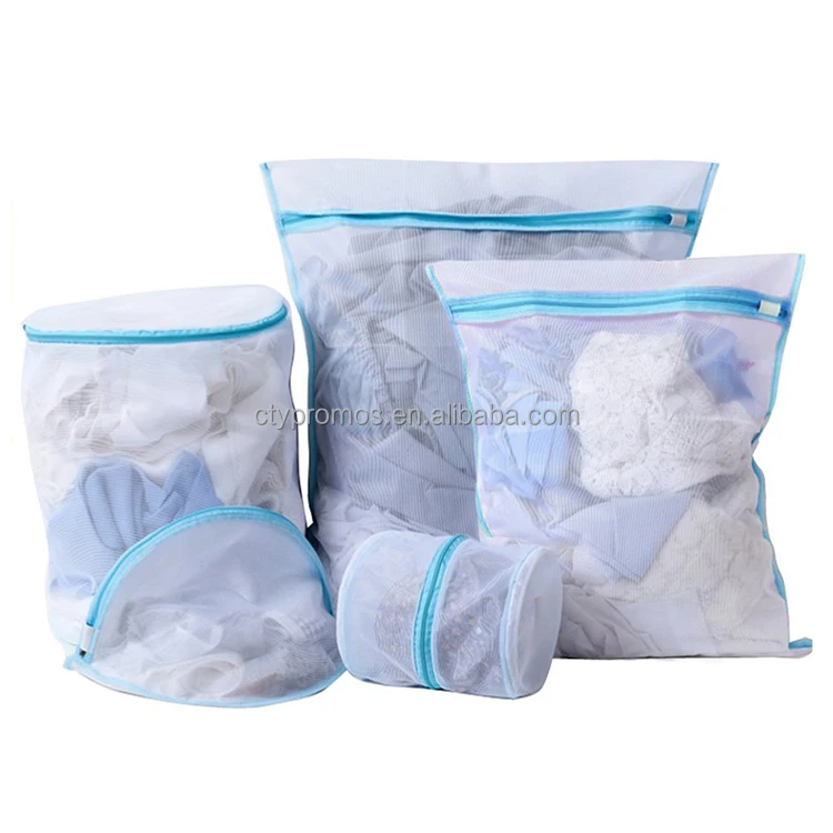 Durable Mesh Washing Drawstring Bags with Zipper, Clothing Laundry Bags for Laundry