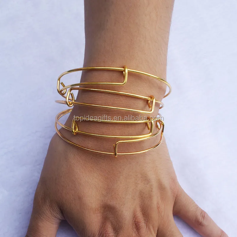 18K Gold Adjustable Expandable Bangle Jewelry Bracelet DIY Accessory Bracelet For Beading And Charm