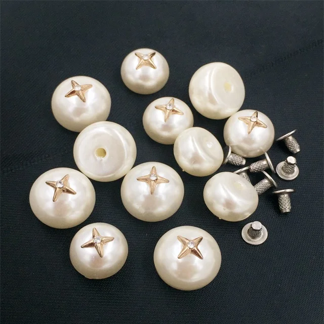 JC601 New pearl rivet and studs 12mm pearl rivet rhinestone for  shoe and garment
