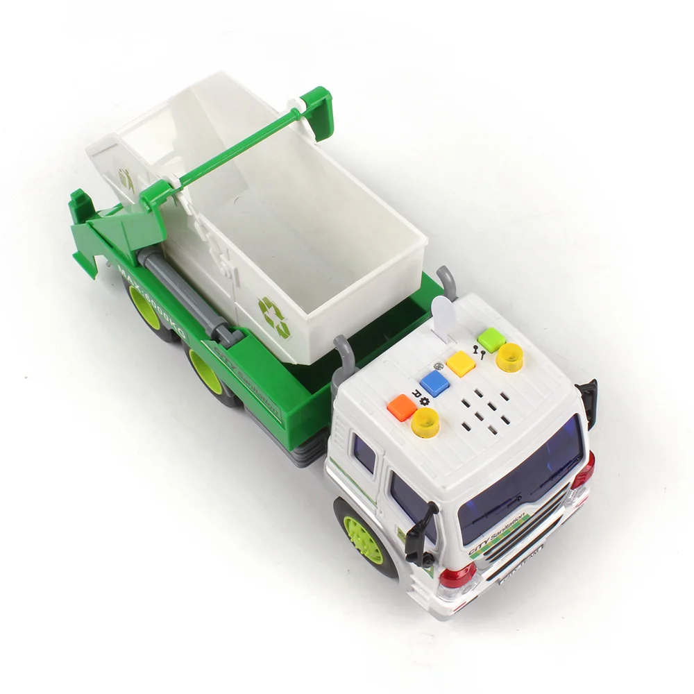 New Plastic Kids Friction Powered Recycling Garbage Toy Truck with Light and music