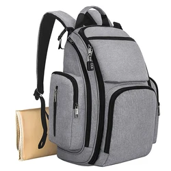 Anti theft maternity baby nappy backpack changing bag with insulated pocket and stroller straps